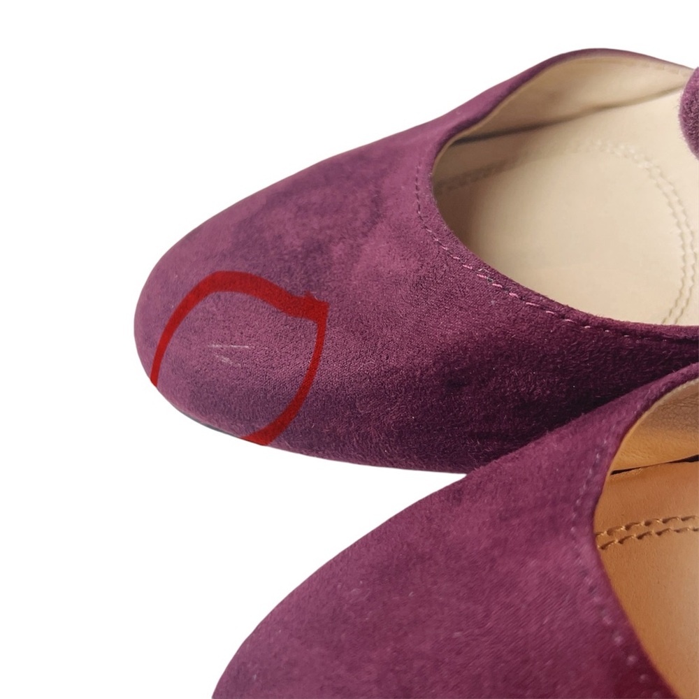 Unisa Faux Suede Ankle Tie Block Heel Pumps Burgundy Size 6 1/2 Valentine Fall - Picture 7 of 9